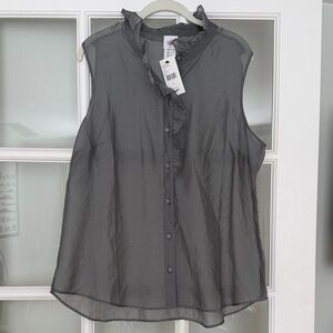 CAbi Charcoal Ruffle Sleeveless Blouse-new with tags
